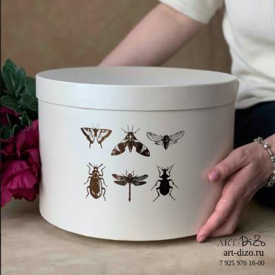 Коробка круглая 30*20 см Basic/Metallic "Коллекция"  (SHYNE 120 г NUDE / Волшебная Свеча, кремовый	)