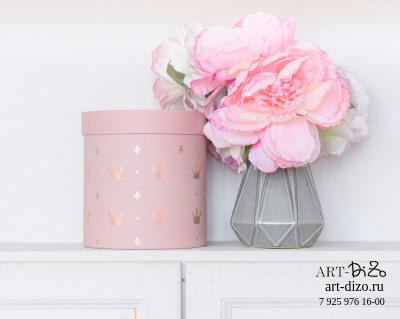 Коробка круглая 17*18 см Basic/Metallic "Короны"  (KEAYKOLOUR КЕЙКОЛОР 120 г 100*70 old rose / увядающая роза)