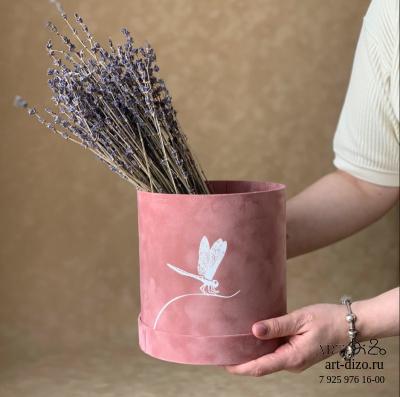 Коробка круглая 17*18 см Бархат "Стрекоза"  (Dainel SG  31  Pink / Грязно-розовый)