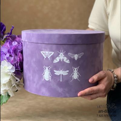 Коробка круглая 30*20 см Бархат "Коллекция"  (Dainel SG 53 Mauve / сиреневый )