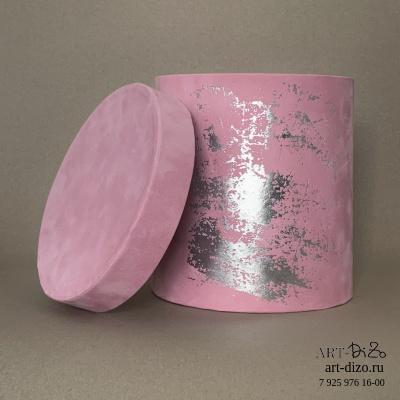 Коробка круглая 17*18 см Бархат "Кисть Поталь"  (Dainel SG 72 Azalee/ светло-розовый)