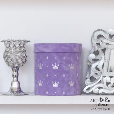 Коробка круглая 17*18 см Бархат "Короны"  (Dainel SG 53 Mauve/ сиреневый )