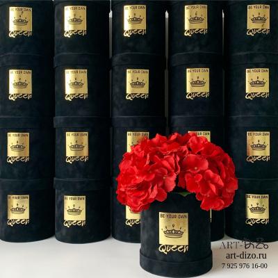 Коробка круглая 20*20 см Бархат "Queen"  (Dainel SG 14 Charbon/черный ) Коробка круглая 20*20 см Бархат "Queen"  (Dainel SG 14 Charbon/черный )