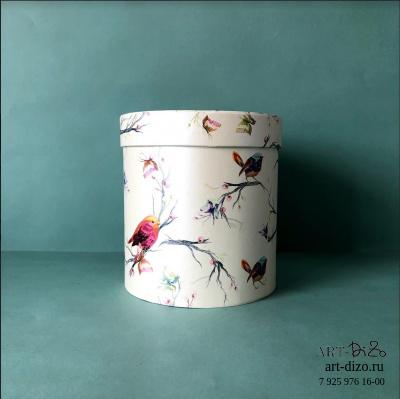 Коробка круглая 17*18 см Basic/Metallic "Птички" (Artelibris Артлибрис 120 г 102*72 bianco/ белый)