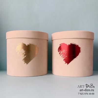Коробка круглая 20*20 см Бархат "Сердце Поталь"  (Dainel SG 28 Seycheles/ светло-бежевый) Коробка круглая 20*20 см Бархат "Сердце Поталь"  (Dainel SG 28 Seycheles/ светло-бежевый)