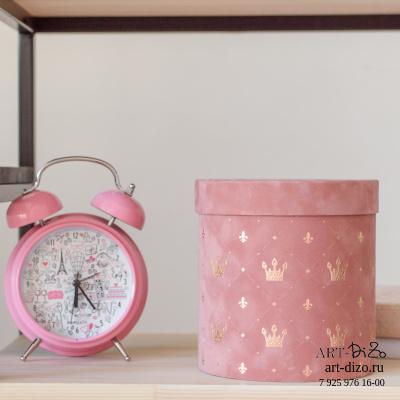 Коробка круглая 17*18 см Бархат "Короны"  (Dainel SG  31  Pink / пыльно-розовый)