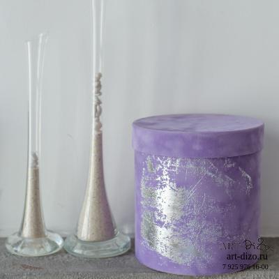 Коробка круглая 17*18 см Бархат "Кисть Поталь"  (Dainel SG 53 Mauve/ сиреневый )