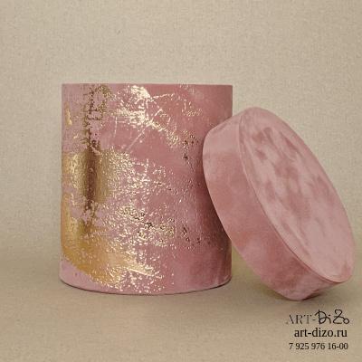 Коробка круглая 17*18 см Бархат "Кисть Поталь"  (Dainel SG  31  Pink / Пыльно-розовый)