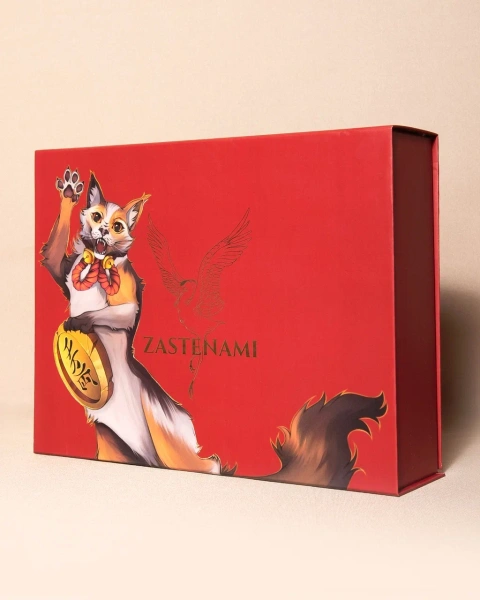 Коробка на магнитах для одежды с изображением кота Фотография коробка на магнитах для одежды с изображением кота