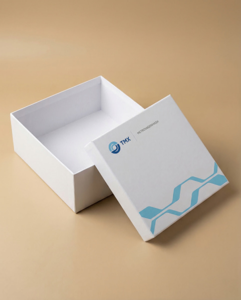 Фотография подарочная квадратная коробка конструкции "крышка-дно" премиум-класса с корпоративным брендингом