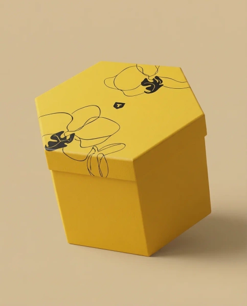  Фотография премиальная шестигранная подарочная коробка с эффектной раскрывающейся конструкцией