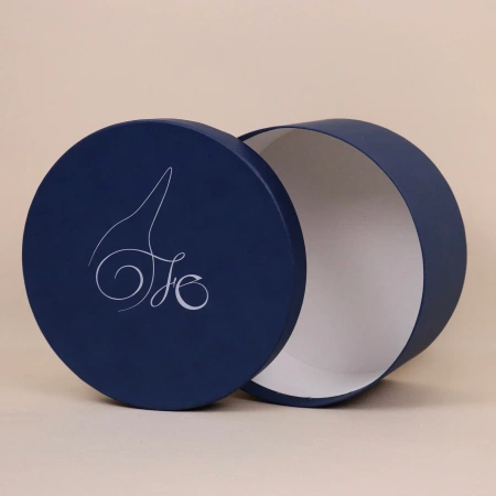  Фотография круглая коробка синяя с логотипом