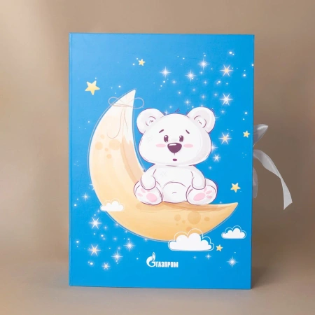 Коробка на лентах 35*25*11 для Газпром  Фотография коробка на лентах 35*25*11 для газпром