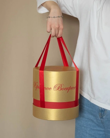  Фотография коробка круглая на втулке 20*20,5см для пасхального кулича