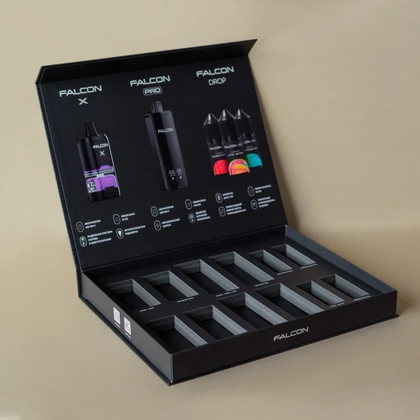 Фотография коробка с откидной крышкой на магнитах для товаров falcon