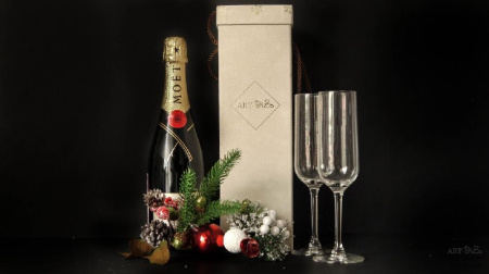  Фотография коробка для шампанского 10×10×35 см в бархате