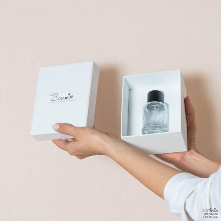 Белые коробки под баночку парфюма с рисунком на заказ оптом