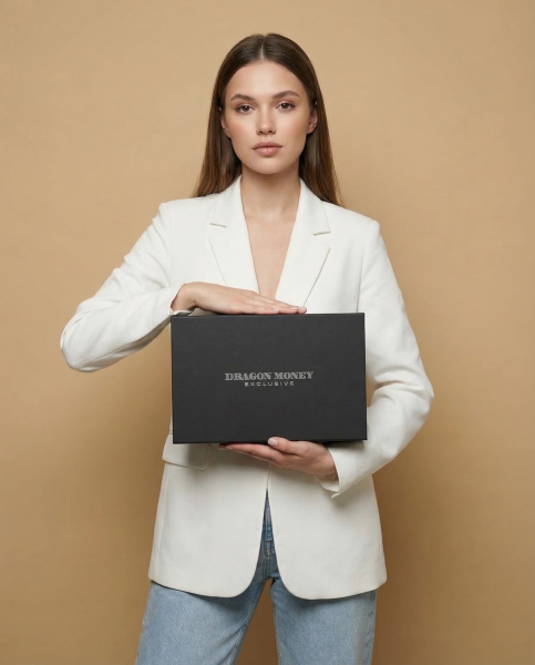  Фотография премиальная подарочная коробка-книга на магнитах с чёрной текстурной отделкой и серебряным тиснением