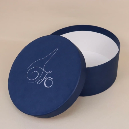  Фотография круглая коробка синяя с логотипом