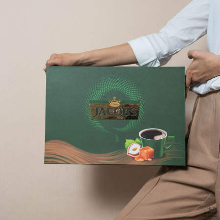 Коробка 35×25×11 с крышкой на магнитах для кофе Jacobs  Фотография коробка 35×25×11 с крышкой на магнитах для кофе jacobs