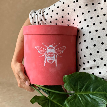Подарочная коробка круглая 20×20 см Бархат «Шмель»