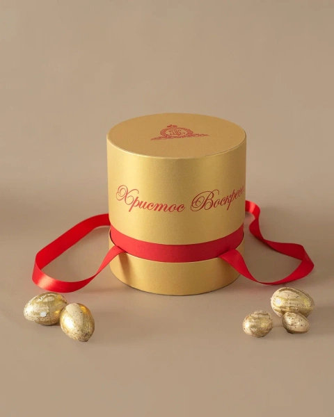  Фотография коробка круглая на втулке 20*20,5см для пасхального кулича