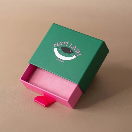  Фотография зелено-розовая коробка-пенал для украшений