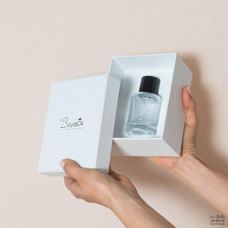 Белые коробки под баночку парфюма с рисунком на заказ оптом