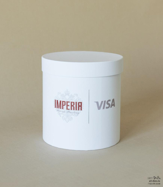 Коробка 17×18 см с цифровой печатью – на заказ оптом в Москве Купить цилиндрическую коробку с логотипом