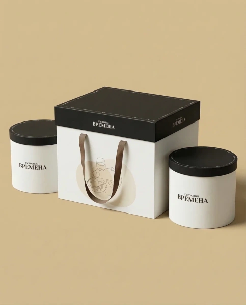 Фотография круглая подарочная коробка премиум-класса с крышкой