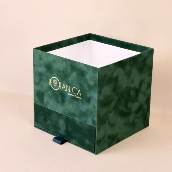  Фотография зеленая квадратная коробка для цветов с ящиком