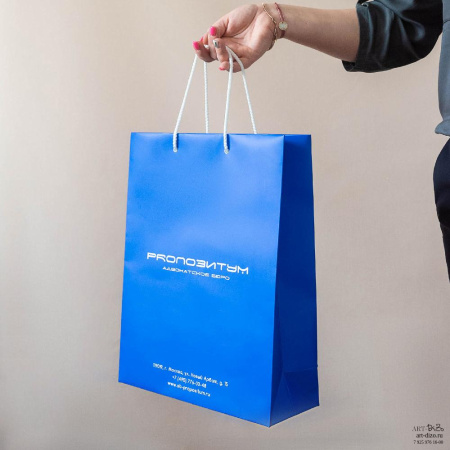  Фотография пакет 30×40×12 см с лого и контактами с двух сторон