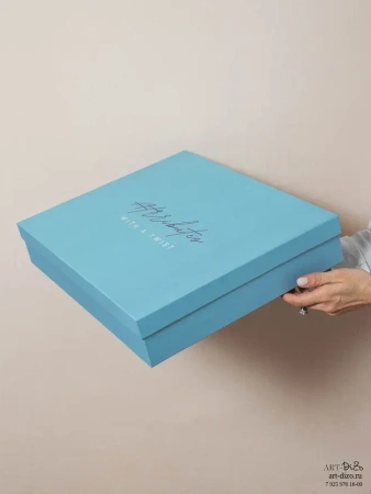  Фотография подарочная коробка крышка-дно (голубая)