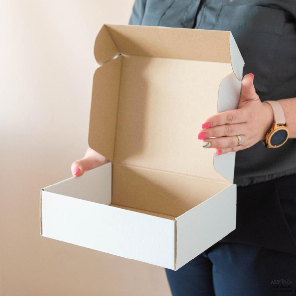 Самосборная коробка 25×20×8 см с логотипом (шелкография)  Фотография самосборная коробка 25×20×8 см с логотипом (шелкография)