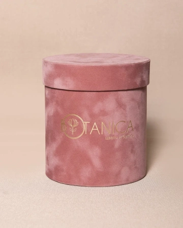  Фотография коробка круглая брахатная для цветов